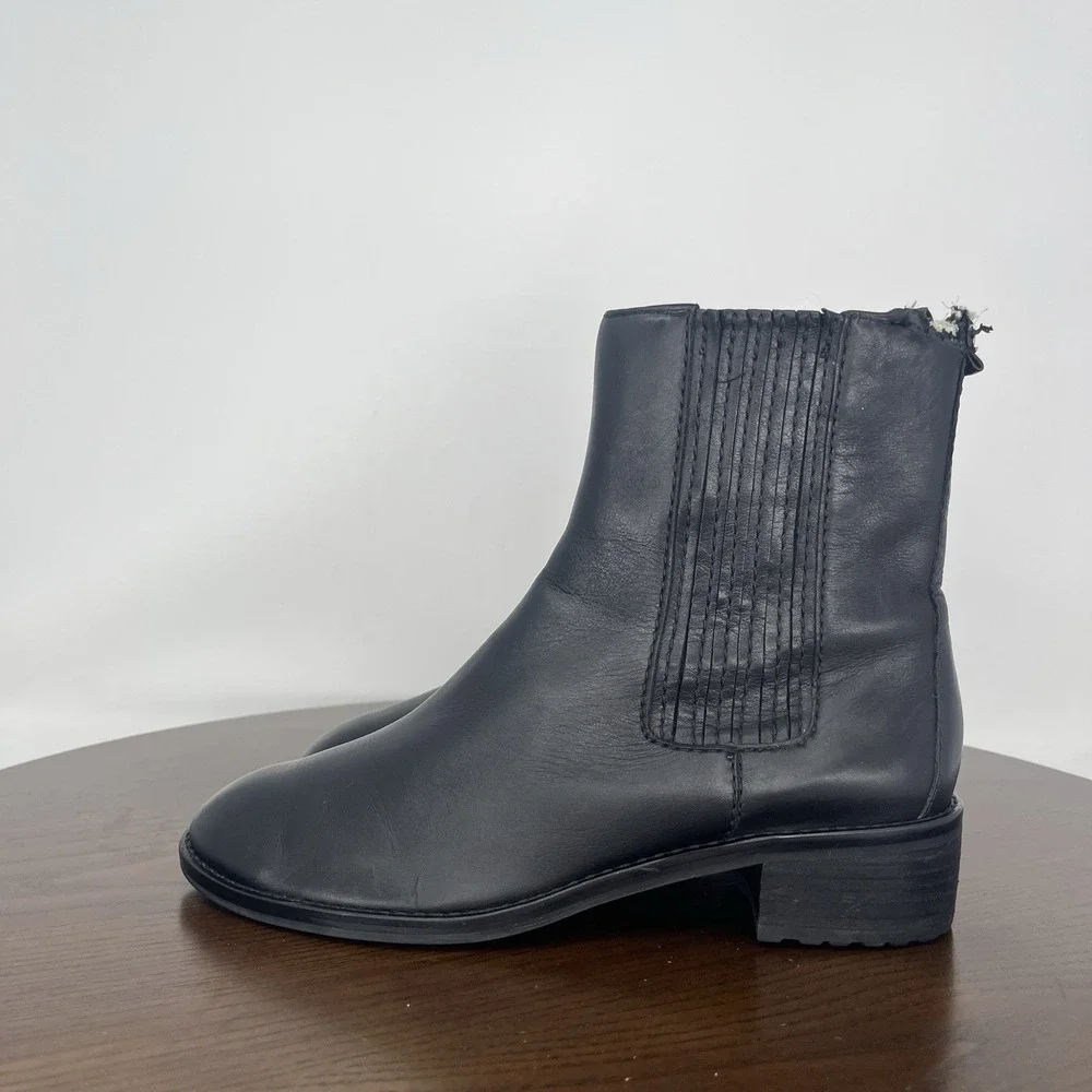 Michael Kors Ankle Boots Women's 6.5M Black Leather Booties Chelsea pull Up Moto
